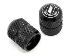 Deity Crown Schrader Valve Caps (Black) (Pair)